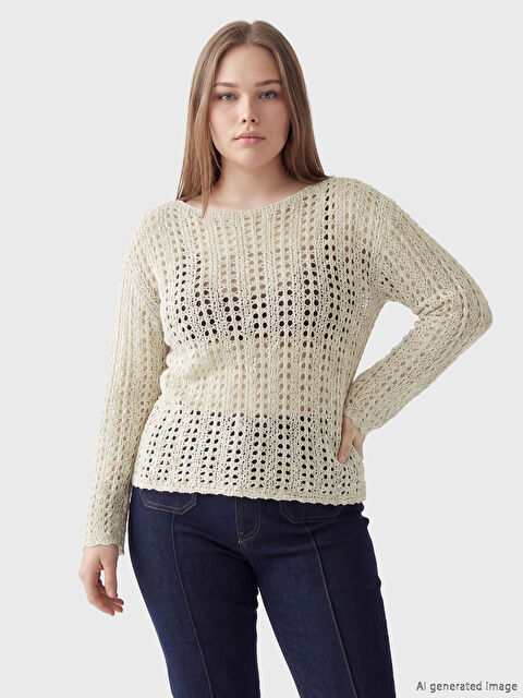 Soulife Bisiklet Yaka Ajurlu Kadın Triko Kazak