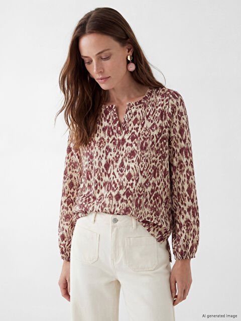LCW Grace Kaçık Yaka Desenli Bluz