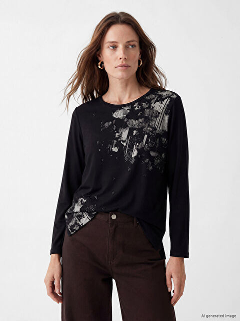 LCW Grace Bisiklet Yaka Desenli Bluz