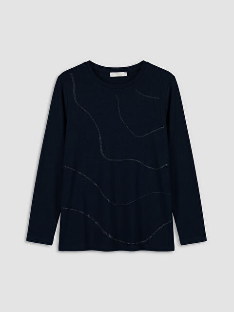 LCW Grace Bisiklet Yaka Taşlı Kadın Tişört