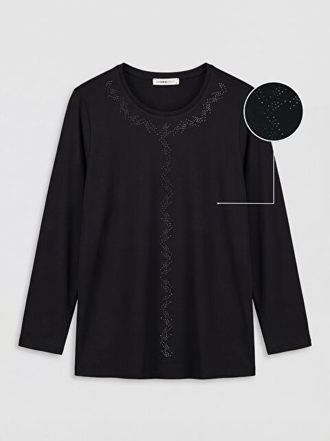 LCW Grace Bisiklet Yaka Taşlı Kadın Tişört