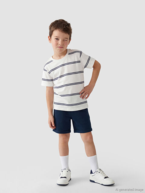 LCW Kids Çizgili Erkek Çocuk Tişört ve Şort