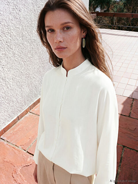 LCW Modest Keten Karışımlı Kadın Gömlek Tunik