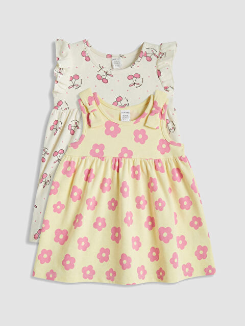 LCW baby Desenli Kız Bebek 2'li Elbise