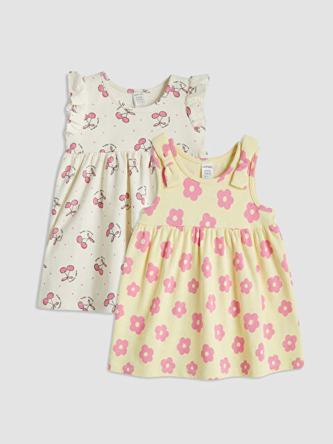 LCW baby Desenli Kız Bebek 2'li Elbise