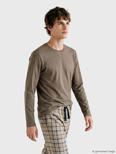 LC WAIKIKI Bisiklet Yaka Uzun Kollu Erkek Pijama Üstü