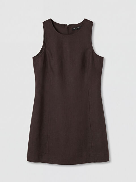 LCW Comfort Bisiklet Yaka Keten Mini Elbise