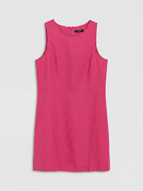 LCW Comfort Bisiklet Yaka Keten Mini Elbise