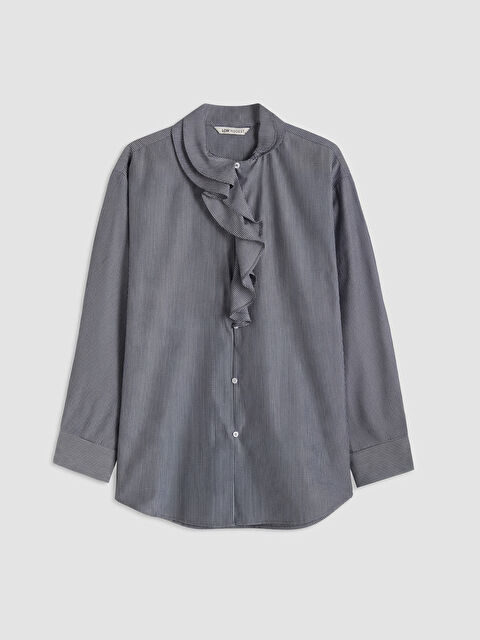 LCW Modest Çizgili Fırfırlı Kadın Gömlek Tunik