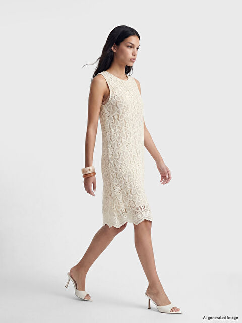 LCW Vision Bisiklet Yaka A Kesim Kroşe Elbise