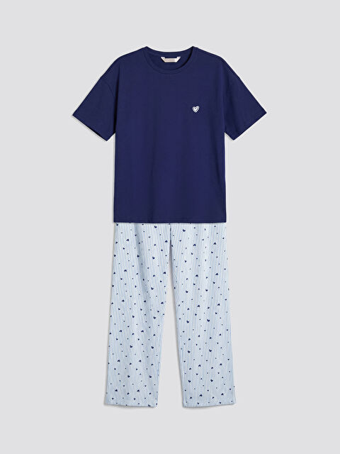 LCW DREAM Bisiklet Yaka Baskılı Kadın Pijama Takımı