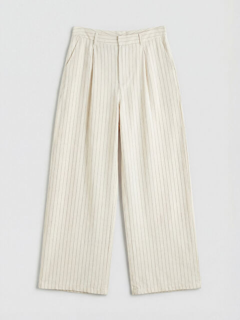 LCW Vision Çizgili Geniş Paça Loose Fit Kadın Pantolon - S6B805Z8-LE8