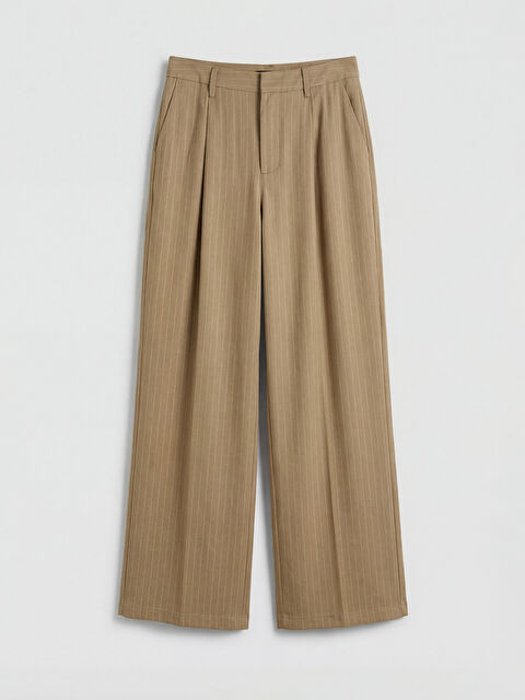 LCW Vision Çizgili Keten Karışımlı Kadın Pantolon