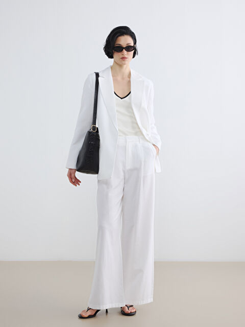 LCW Vision Loose Fit Keten Karışımlı Kadın Pileli Pantolon