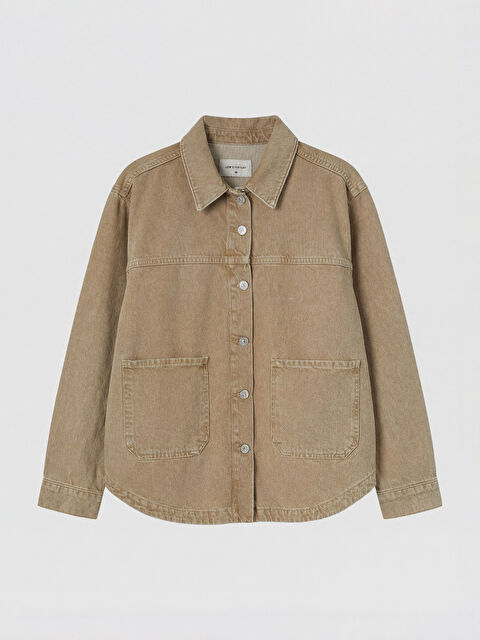 LCWAIKIKI Classic Gömlek Yaka Oversize Kadın Jean Ceket