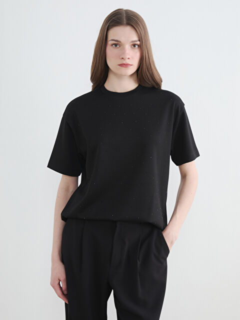 LCW Modest Taşlı Soft Touch Kadın Tişört - S6A811Z8-CVL