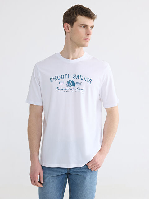 LCWAIKIKI Classic T-shirt à col rond imprimé pour homme