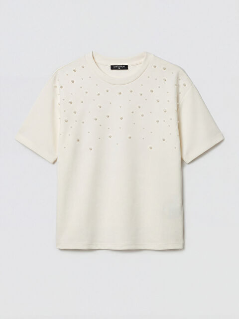 LCW Comfort Boncuk İşlemeli Soft Touch Kadın Tişört - S6B818Z8-R9J