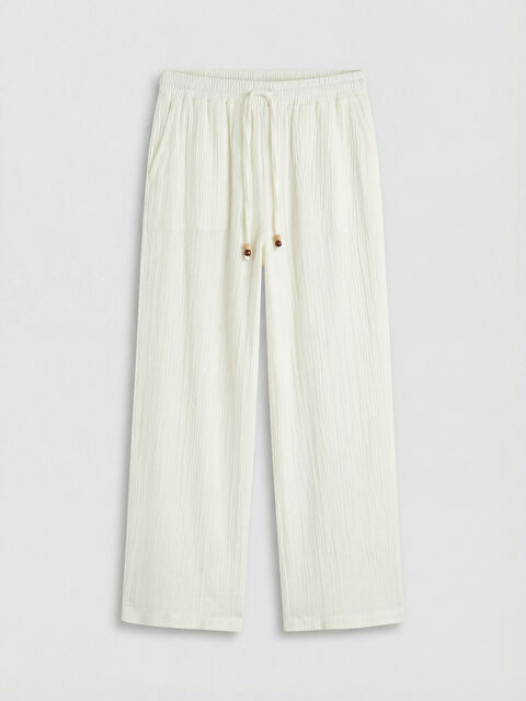 LCW Vision Beli Lastikli Dokulu Müslin Kadın Pantolon - S6E822Z8-R9J