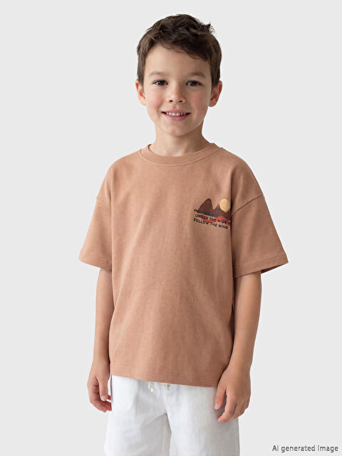 LCW Kids Bisiklet Yaka Baskılı Erkek Çocuk Tişört