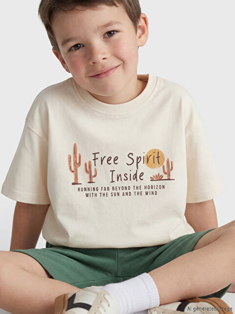 LCW Kids Bisiklet Yaka Baskılı Erkek Çocuk Tişört - S6C825Z1-FWM