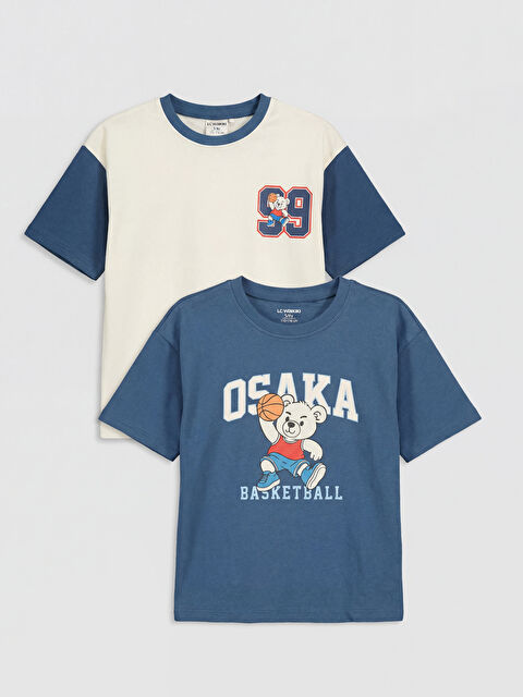 LCW Kids Bisiklet Yaka Erkek Çocuk Tişört 2'li - S6C826Z1-JM3