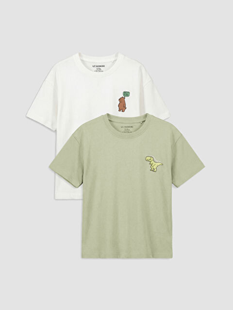 LCW Kids Bisiklet Yaka Erkek Çocuk Tişört 2'li - S6A827Z1-R9J