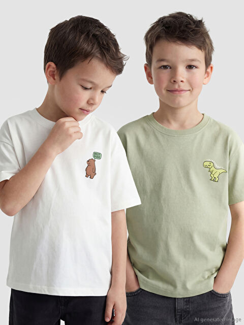 LCW Kids Bisiklet Yaka Erkek Çocuk Tişört 2'li