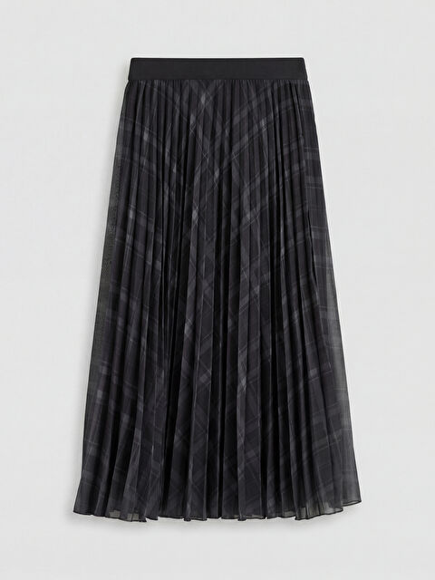 LCWAIKIKI Classic Beli Lastikli Ekose Pileli Etek - S6F828Z8-LSJ