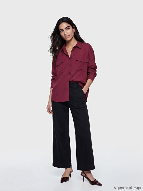 LCW Vision Modal Karışımlı Oversize Kadın Gömlek - S6D828Z8-JS8