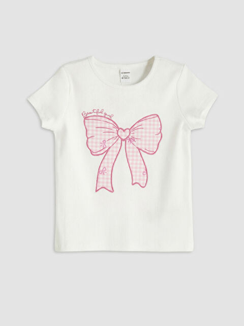 LCW baby Fiyonk Nakışlı Kız Çocuk Fitilli Tişört