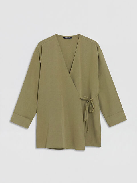 LCW Modest Kruvaze Yaka Keten Karışımlı Kadın Kimono