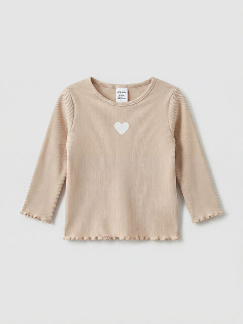 LCW baby Bisiklet Yaka Kalp Baskılı Kız Bebek Bluz - S6C833Z1-G1Y