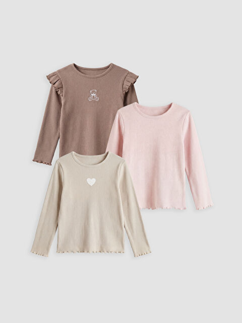 LCW baby Nakışlı Kız Bebek Tişört 3'lü - S6D834Z1-RCK