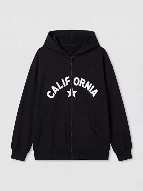 LCW Kids California Baskılı Kız Çocuk Kalın Fermuarlı Sweatshirt