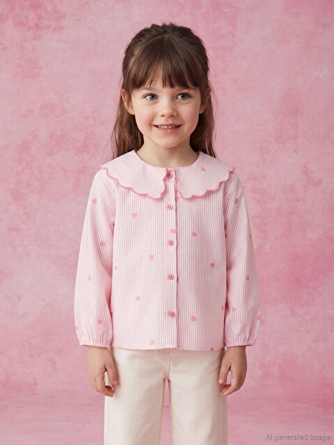 LCW Kids Bebe Yaka Kız Çocuk Gömlek - S6C839Z1-LHK
