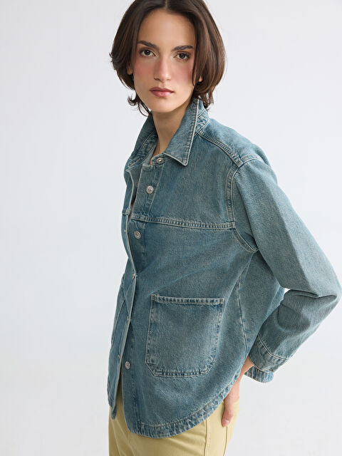 LCW EVERYDAY Gömlek Yaka Oversize Kadın Jean Ceket