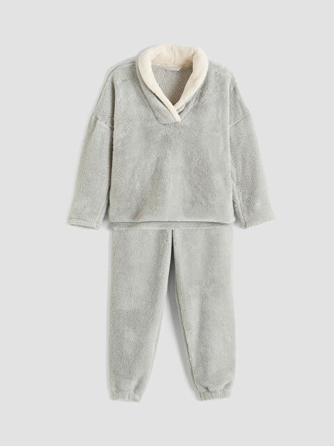 LCW DREAM Şal Yaka Kadın Pelüş Pijama Takımı - S6F846Z8-CT3