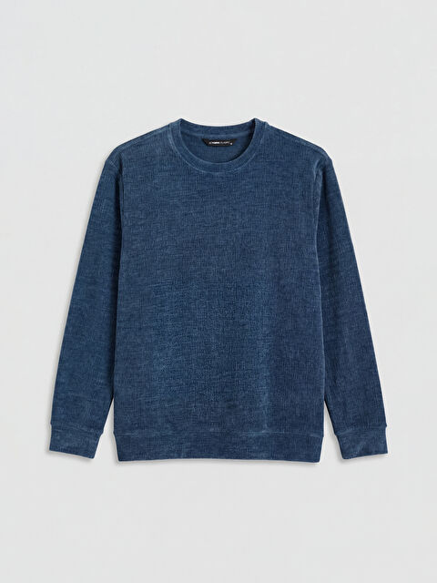 LCWAIKIKI Classic Bisiklet Yaka Dokulu Erkek Sweatshirt