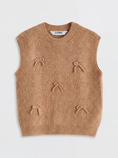 LCW Kids Fiyonk Detaylı Kız Çocuk Triko Süveter - S6A856Z4-ZB2