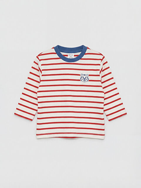 LCW baby Bisiklet Yaka Çizgili Erkek Bebek Tişört