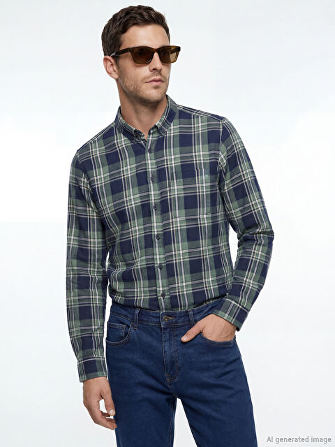 LCWAIKIKI Classic Regular Fit Ekose Erkek Gömlek - S6D864Z8-LME