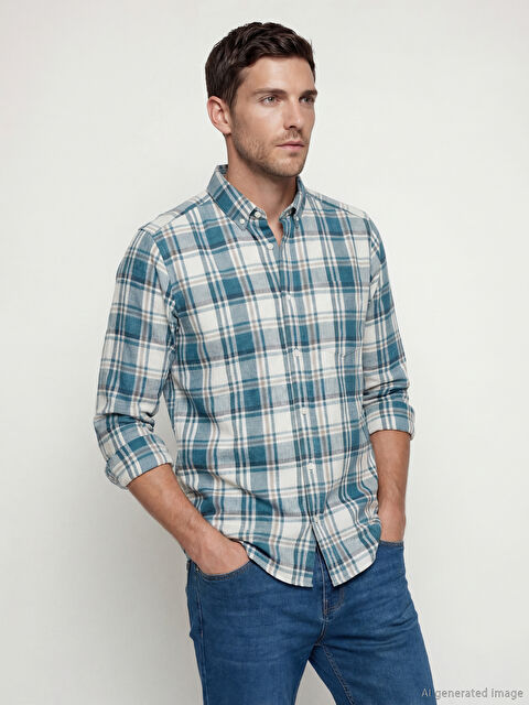 LCWAIKIKI Classic Regular Fit Kareli Erkek Gömlek - S6C877Z8-LLC