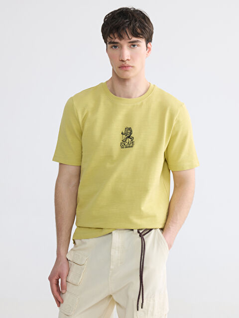 XSIDE Bisiklet Yaka Nakışlı Erkek Tişört