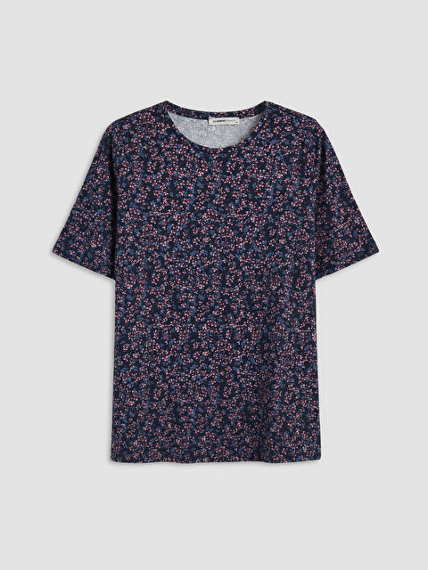 LCW Grace Bisiklet Yaka Çiçekli Kadın Tişört