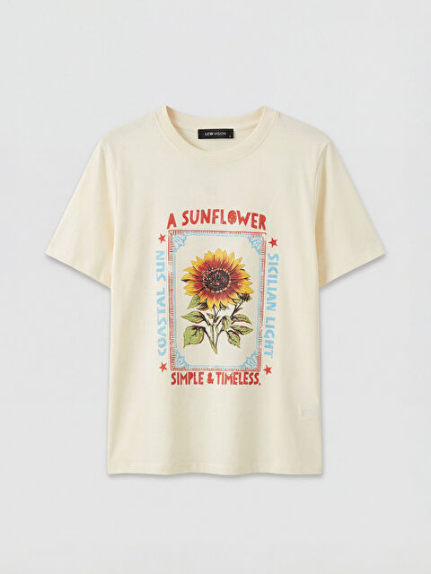 LCW Vision Bisiklet Yaka Baskılı Kadın Tişört - S6F883Z8-FDN