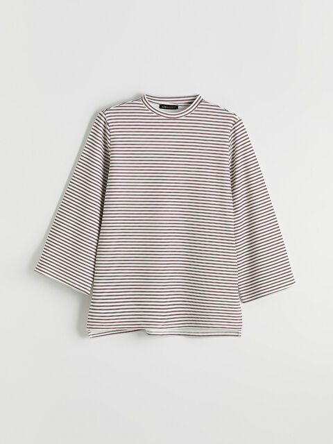 LCW Modest Çizgili Soft Touch Oversize Kadın Tunik - S6B885Z8-LHW