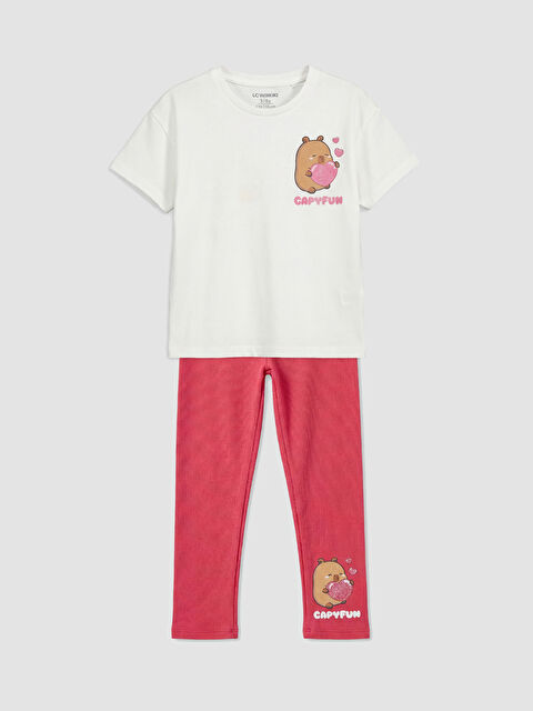 LCW Kids Capyfun Baskılı Kız Çocuk Takım - S6B886Z1-R9J