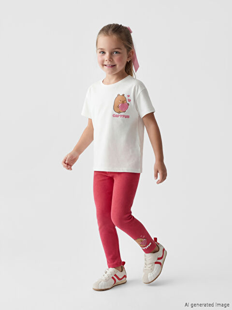 LCW Kids Capyfun Baskılı Kız Çocuk Takım