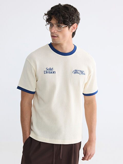 XSIDE Bisiklet Yaka Brooklyn Nakışlı Erkek Tişört